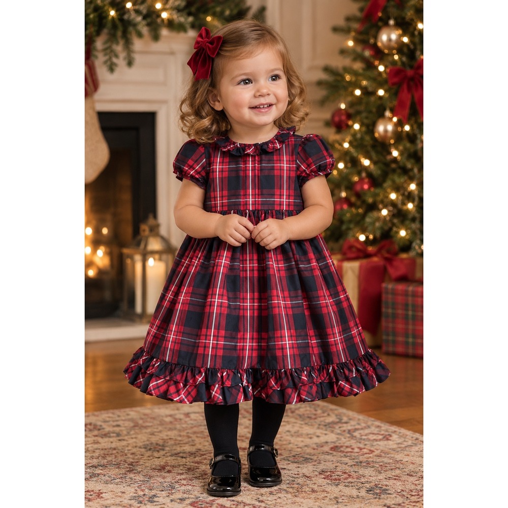Ralph Lauren Toddler Girls Red Plaid Tartan Taffeta Holiday Party Dress 24M